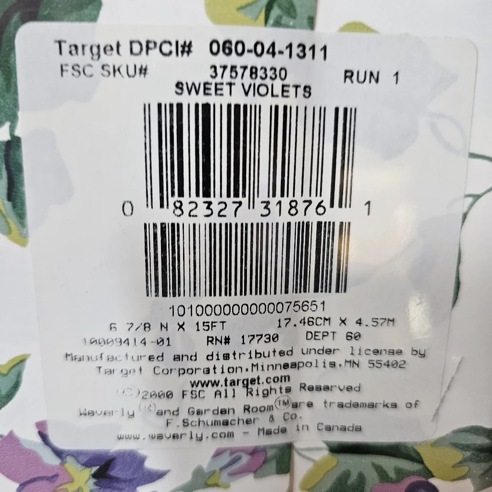 Waverly Garden Room Sweet Violets Floral Wall Border Pre-Paste NEW